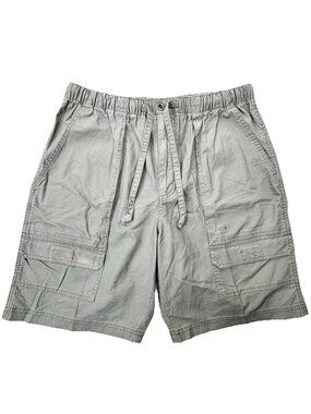 VTG Ocean Pacific OP Cargo Shorts Mens M Gray Drawstring Elastic Waist 9" Inseam
